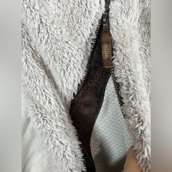 Women’s KUHL Medium Flight Jacket Sherpa Leather Lined Hooded Tactical Coat EUC - Picture 8 of 13